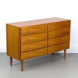 Commode danoise à 8 tiroirs en teck d'Omann Jun, 1970