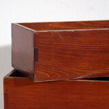 Stackable antique Japanese wooden boxes – set of 7 – Taishō–Shōwa period (c. 1920–1950)