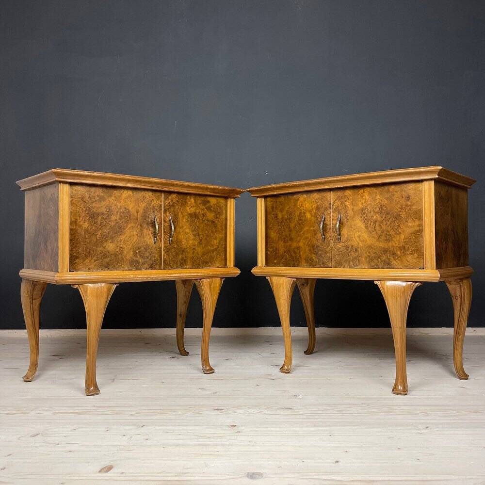Vintage wooden bedside tables, Italy, 1950s, set of 2