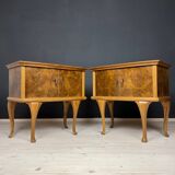 Vintage wooden bedside tables, Italy, 1950s, set of 2