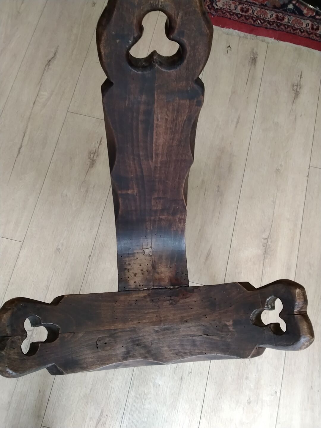 Rustic wooden tripod chair