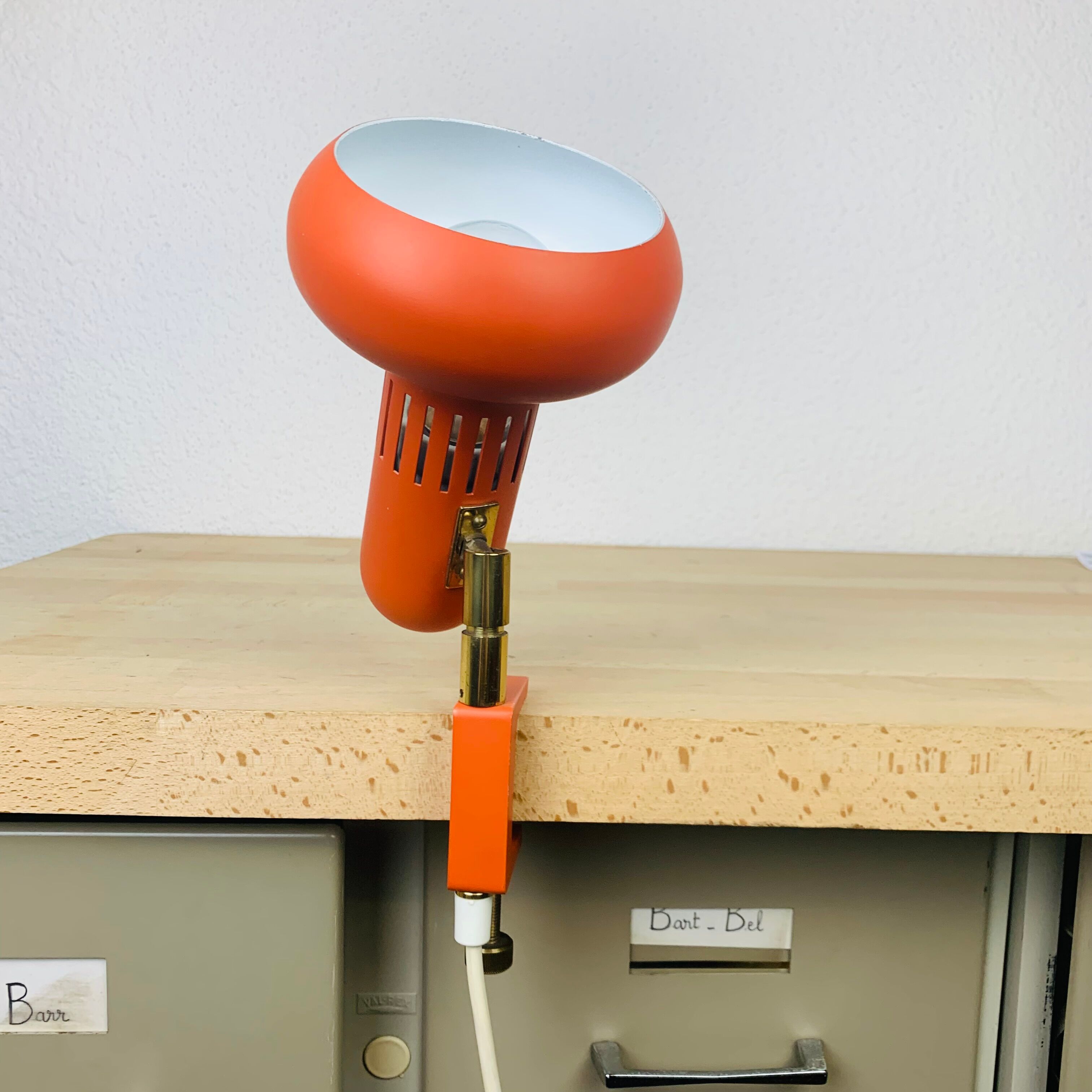 Spot lamp orange clamp 70s space age