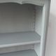 Louis XV style bookcase, green gray with 3 adjustable shelves, wooden tray.