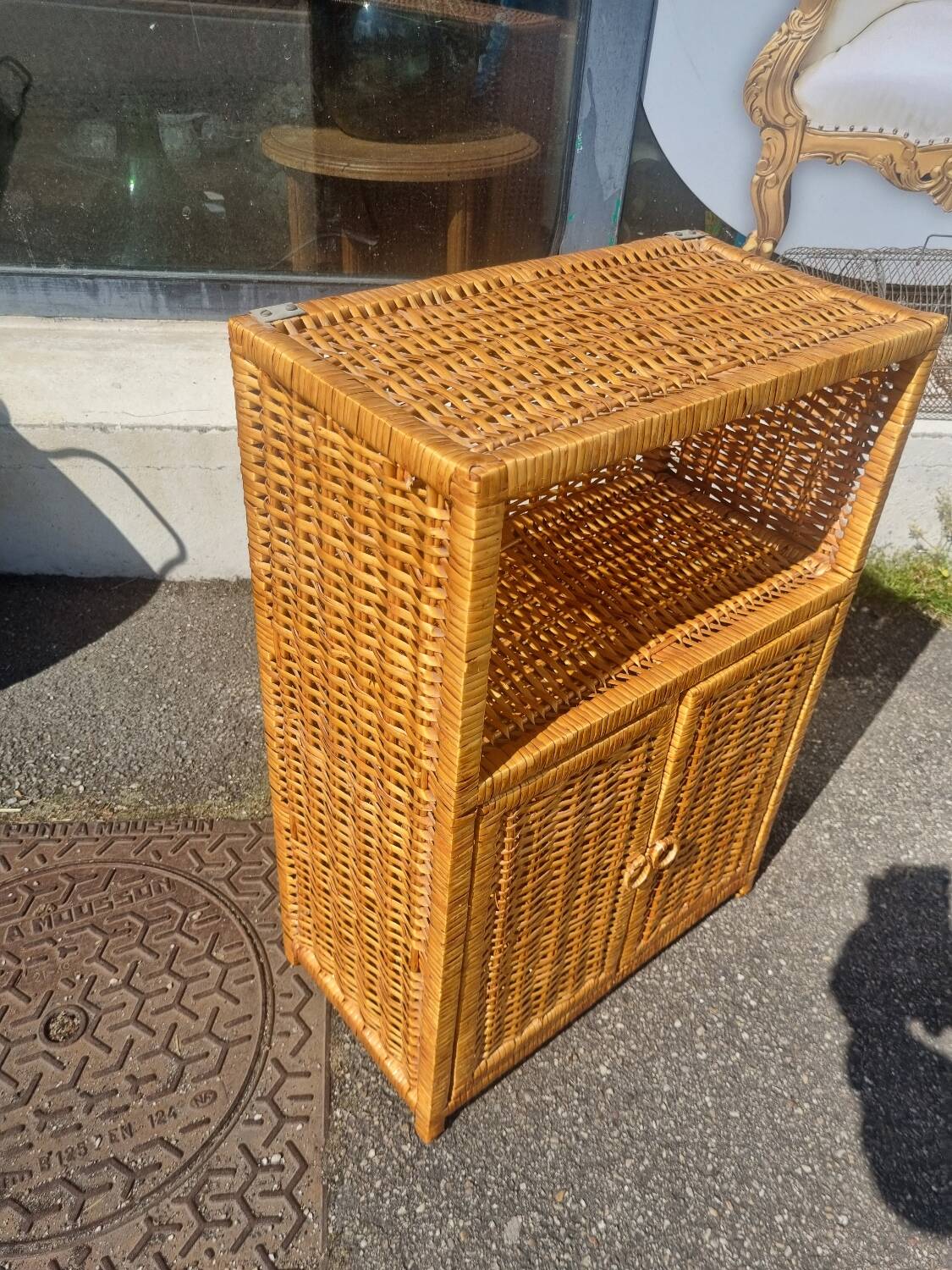 Vintage rattan shelf cabinet furniture