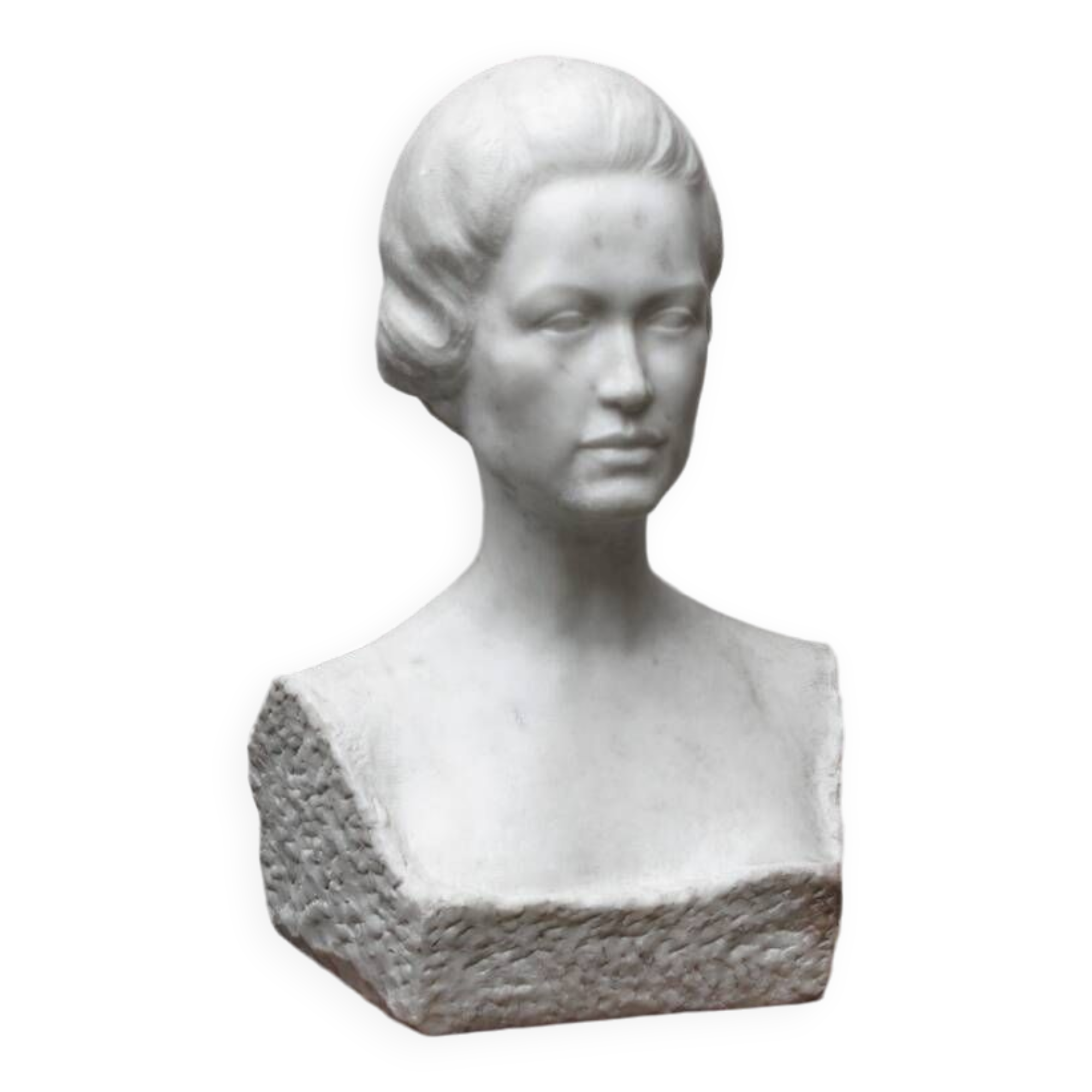 Important white marble bust, signed Léoni, 19th century