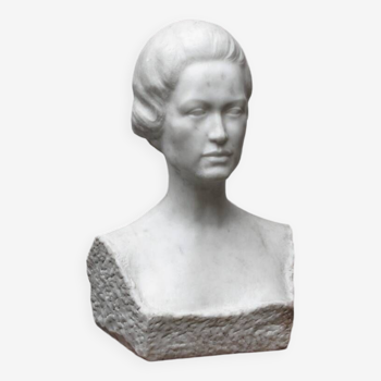 Important white marble bust, signed Léoni, 19th century
