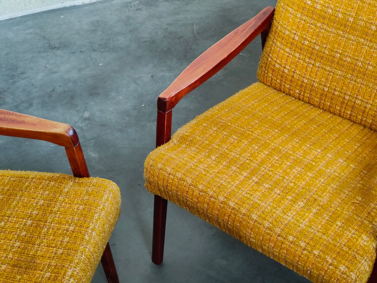 Pair of armchairs Jiri Jiroutek bouclette Yellow 1960