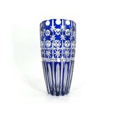 Cobalt blue cut crystal bohemian vase, 1960s