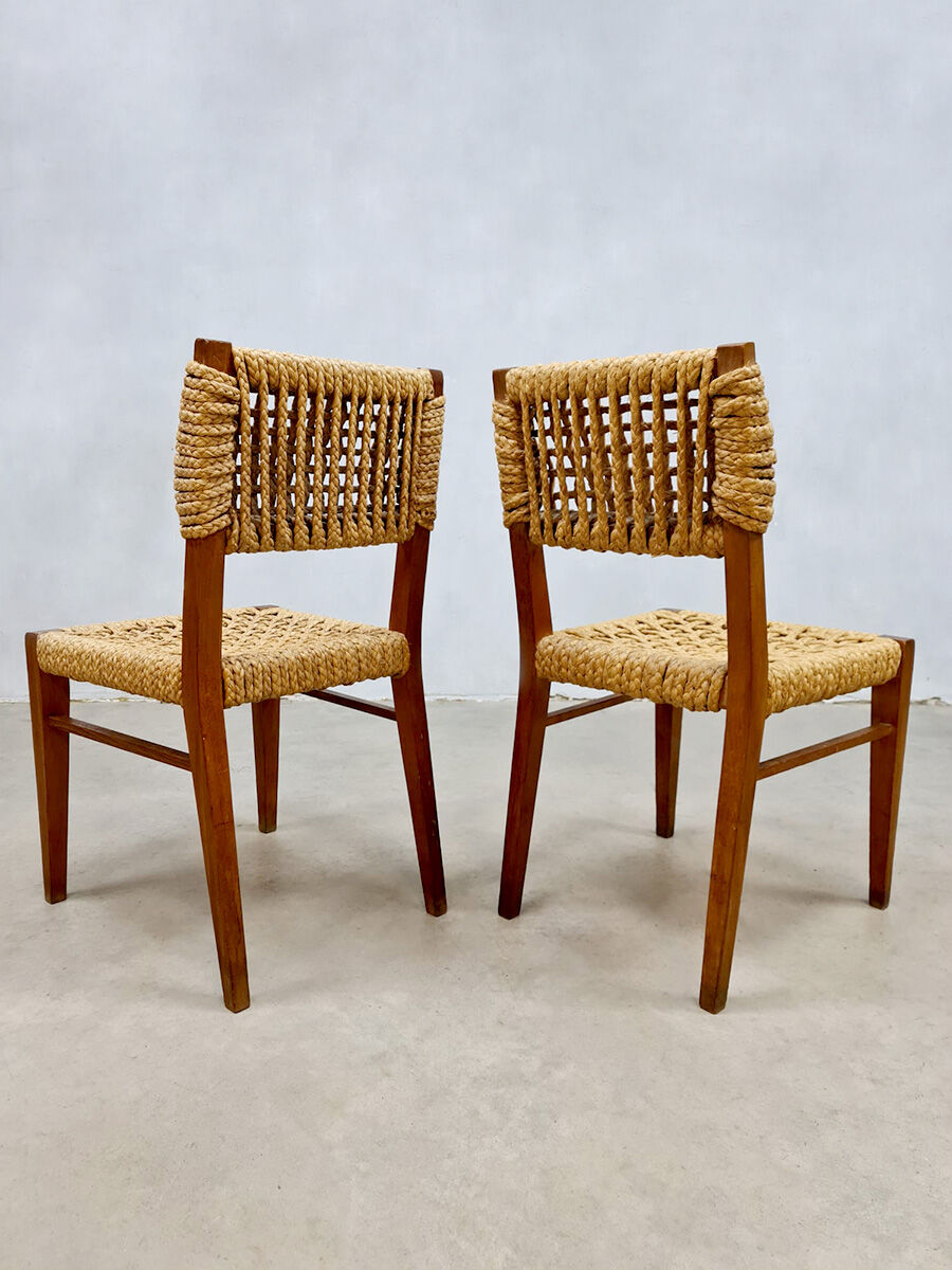 Vintage woven rope dining chairs design