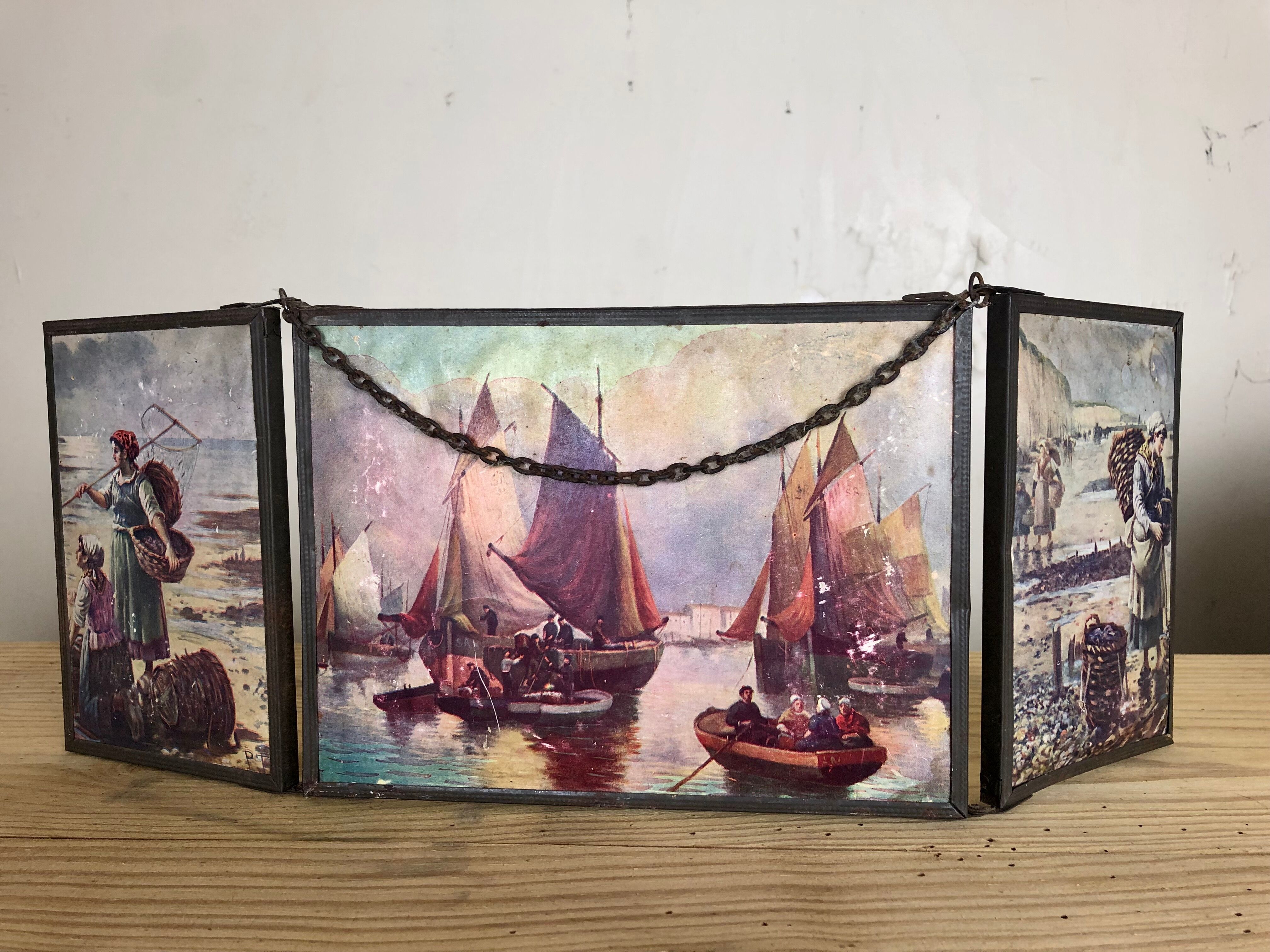 Barber mirror triptych 1900 43x15cm