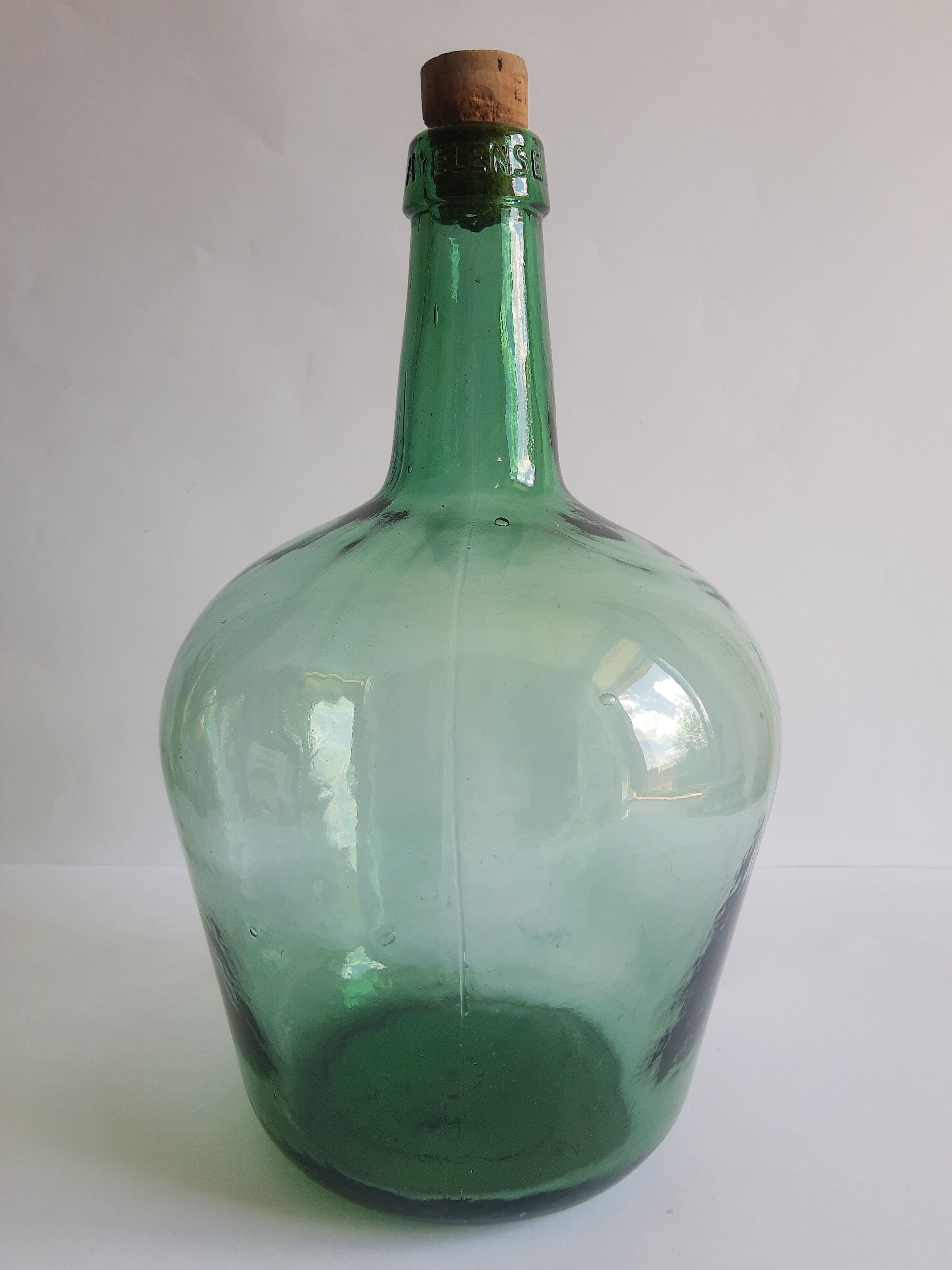 Vintage Ayelense Green Glass Demijohn