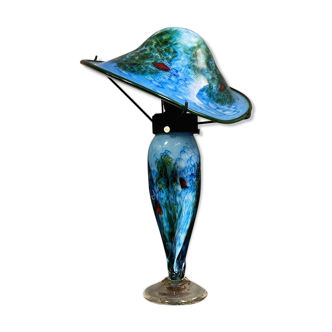 Lampe champignon en pâte de verre signée pavel fin xxème