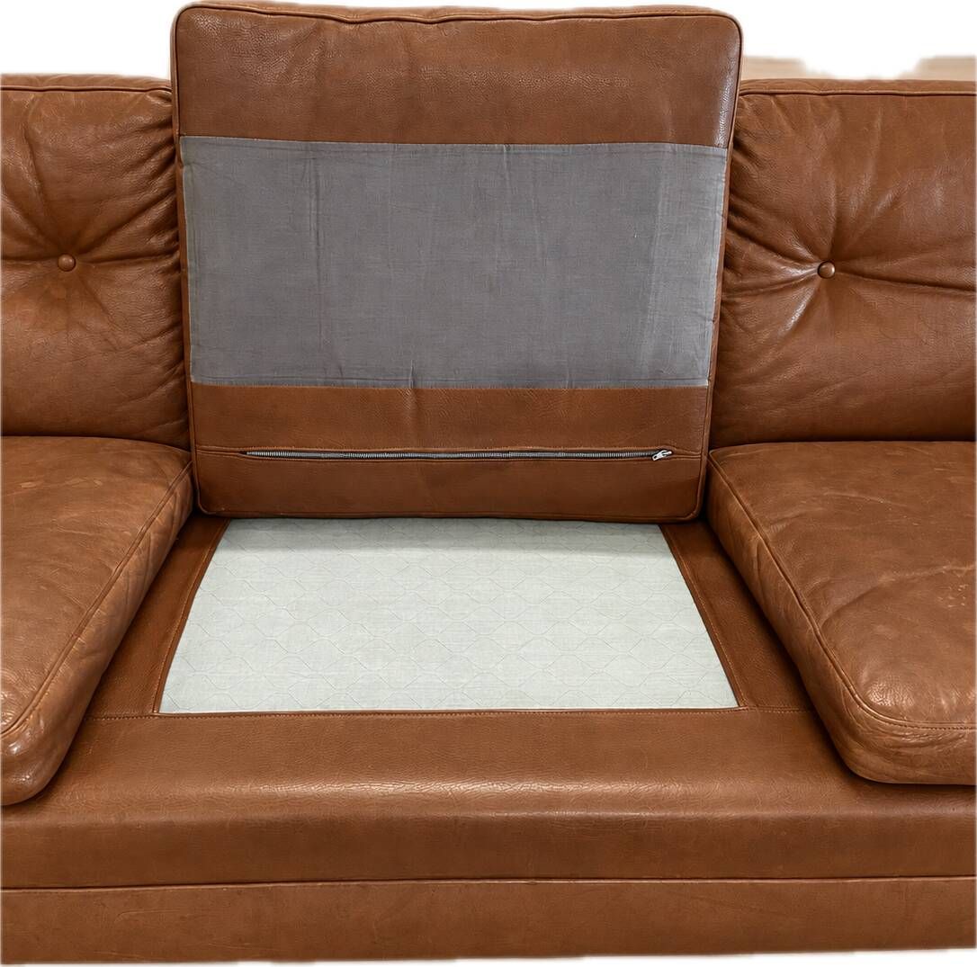 Vintage Scandinavian Peem Oy mid-century 3 person sofa in cognac leather 1960s
