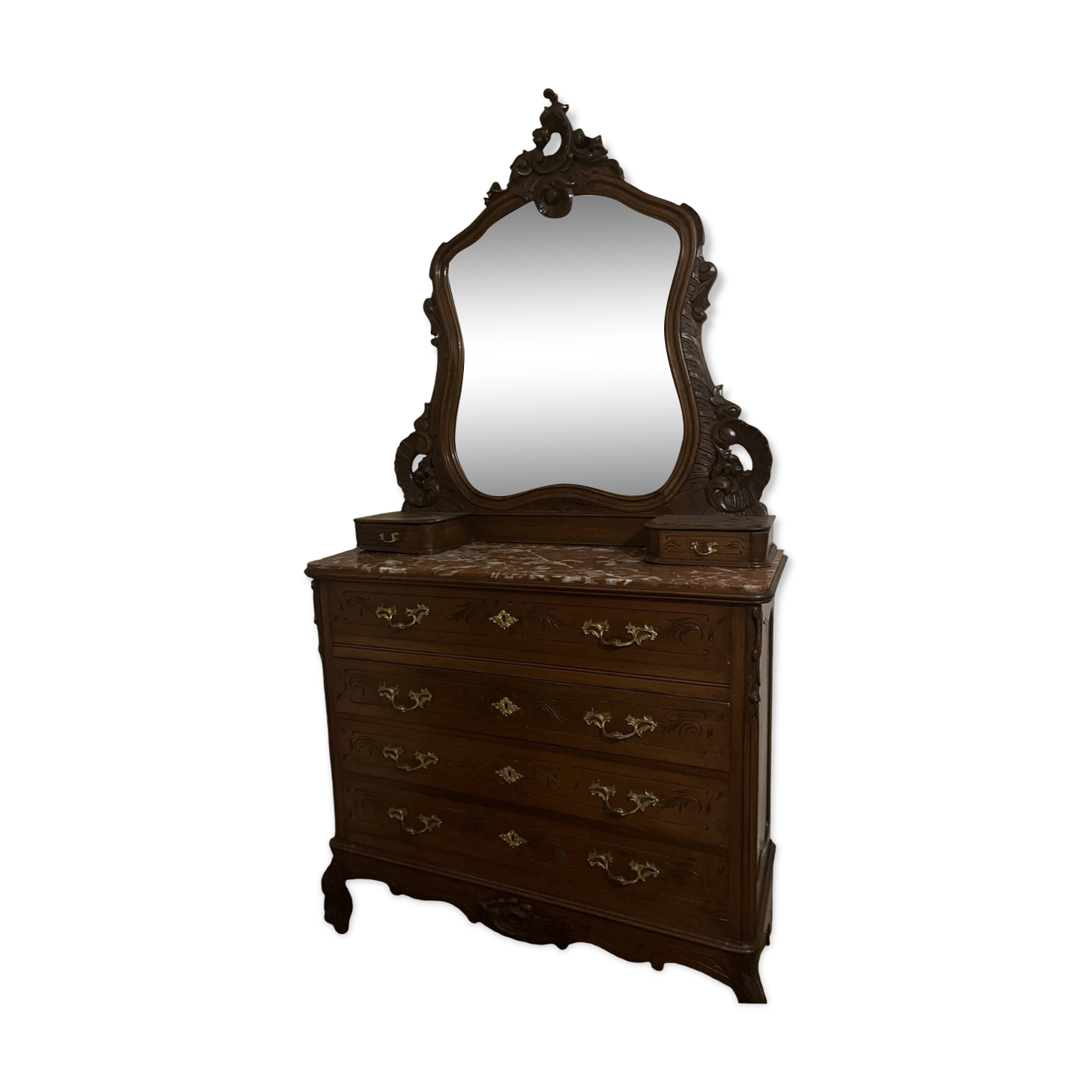 Antique chest of drawers with mirror
