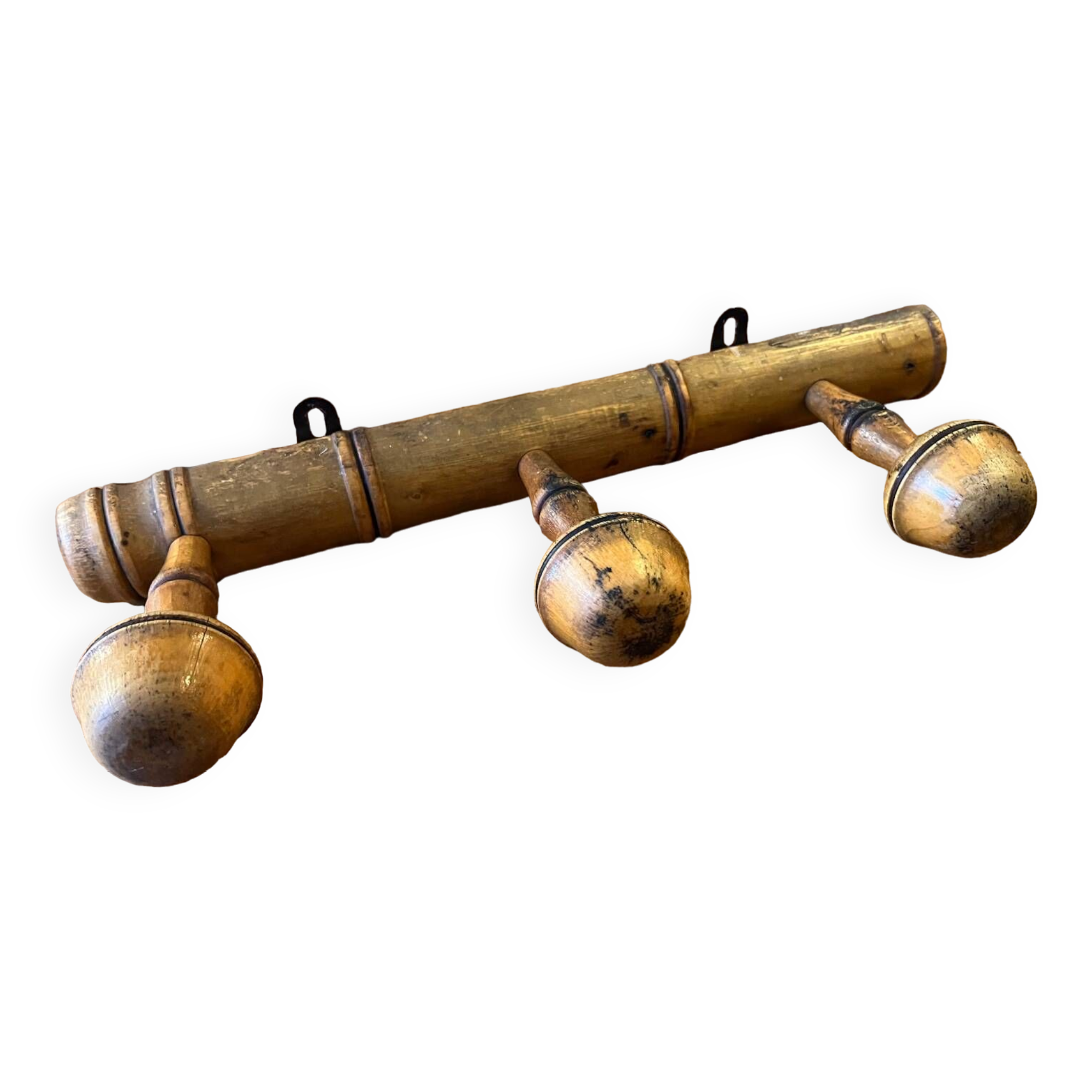 Wooden coat rack from the 60s with 3 hooks