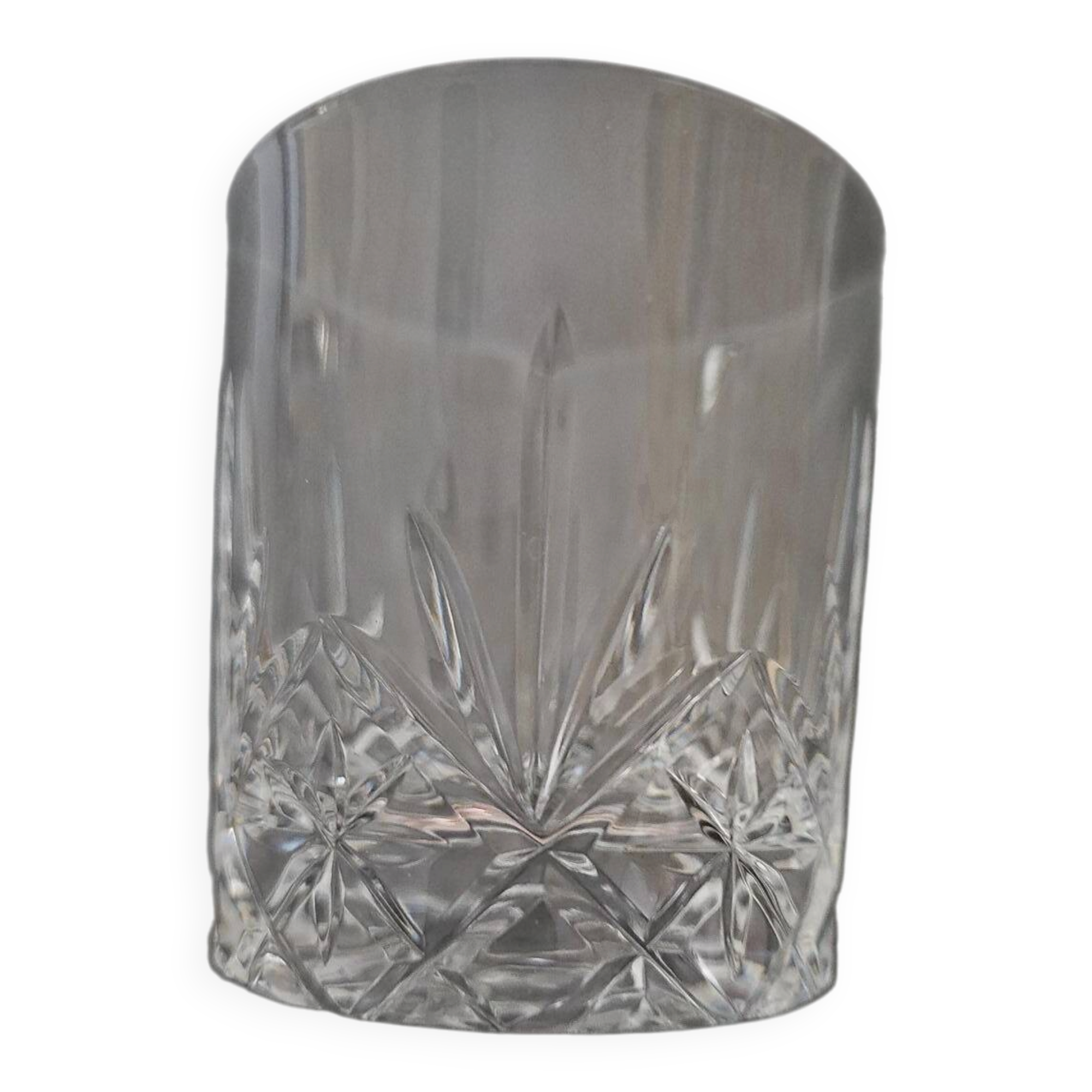 5 anciens verres à whisky en cristal taillé – belle qualité