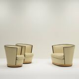 Art Deco barrel chairs and sofa, France 1930s.