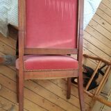 Louis Philippe period armchair in oak with burgundy velvet seat