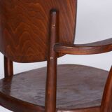 Original ArtDeco Beech Chair with Armrests by Ton, Radomir Hofman, Czechia, 1940s