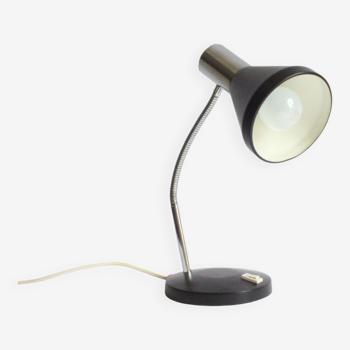 Lampe de bureau flexible en col de cygne noir, années 1960