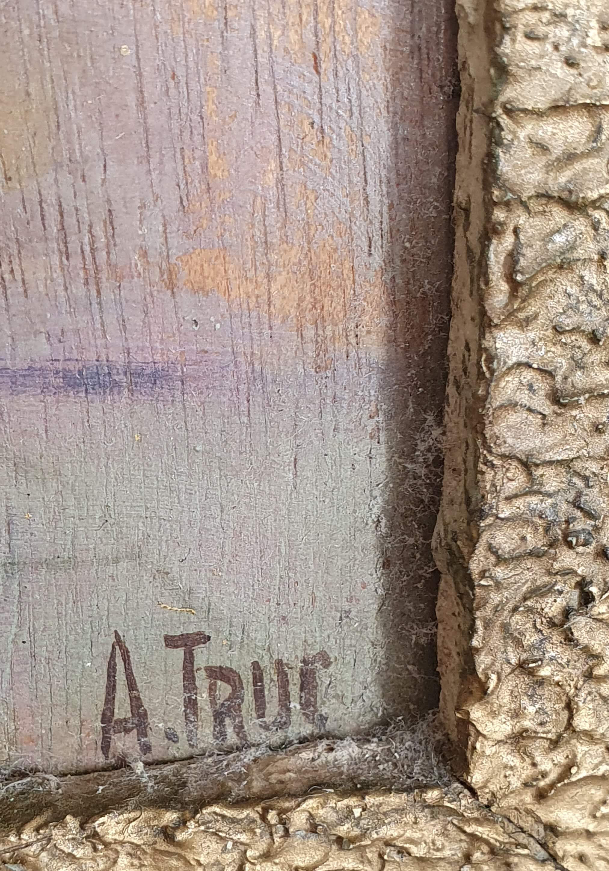 Painting on wood 50X38 cm gilded frame