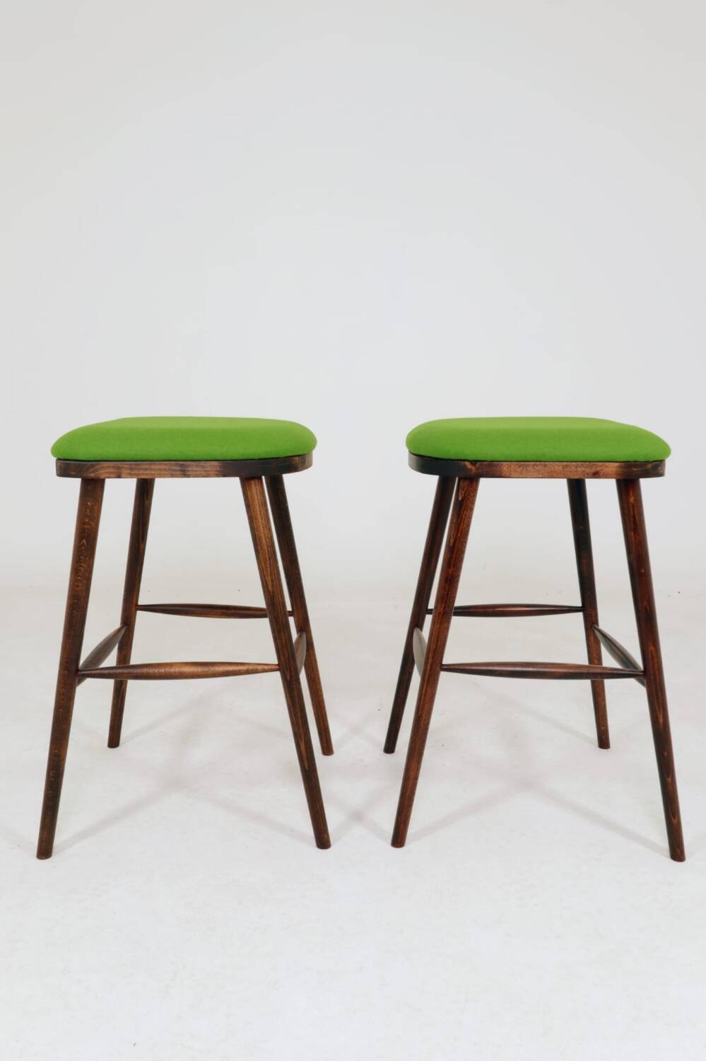 Pair of vintage stools Scandinavian style wool v