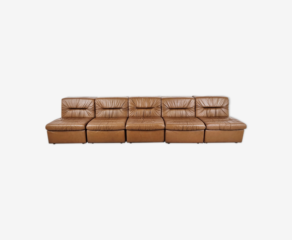 Vintage modular leather sofa, 1970s