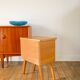 Scandinavian bedside table in teak veneer, with tapered legs and a drawer, 1960.