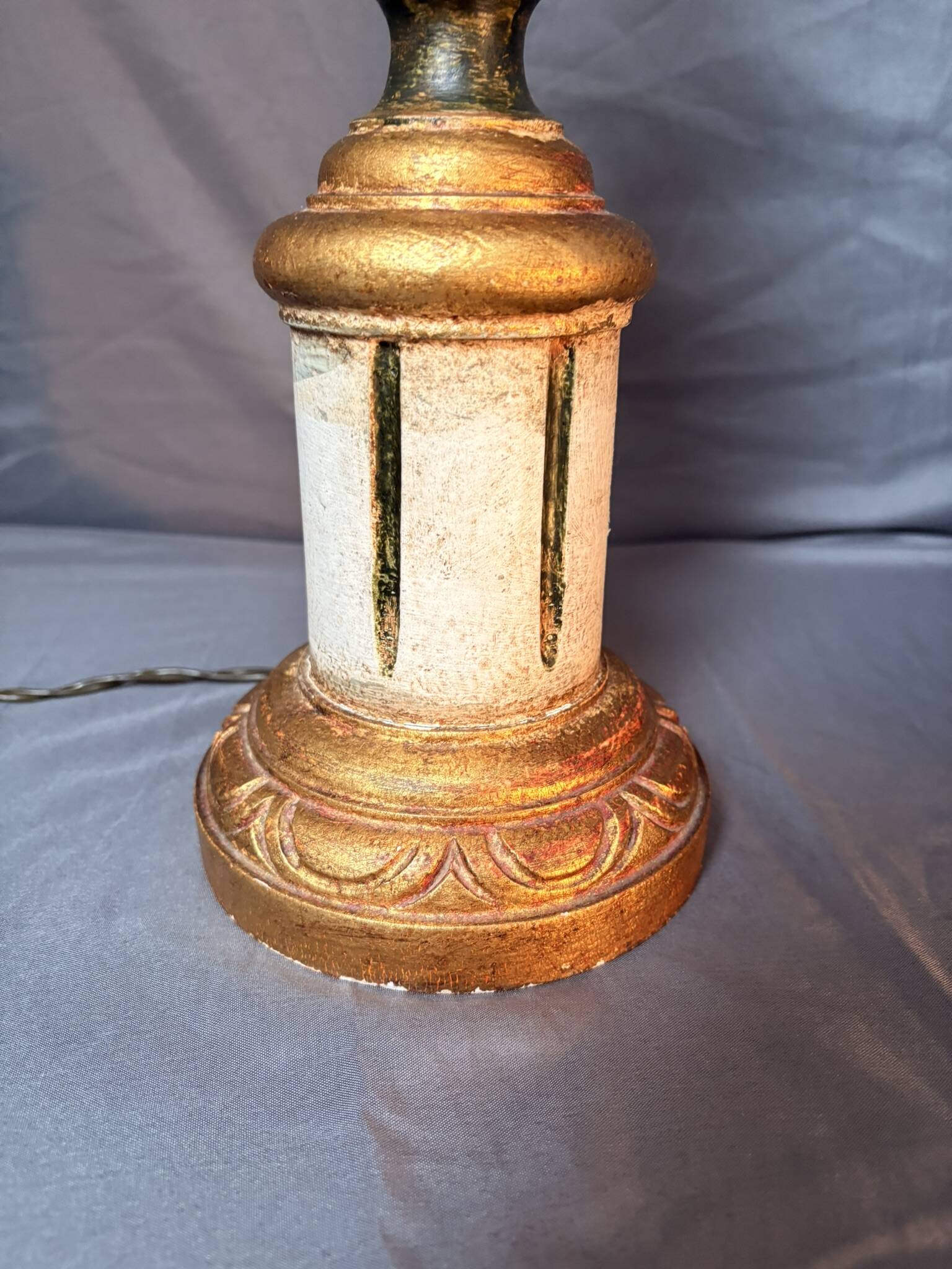 Vintage Art Deco Pineapple Lamp Base in Wood & Gold