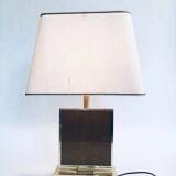 Hollywood Regency Style Gold Square Table Lamp, 1970s