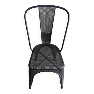 Chaise Tolix véritable, tôle perforée noire, état neuf