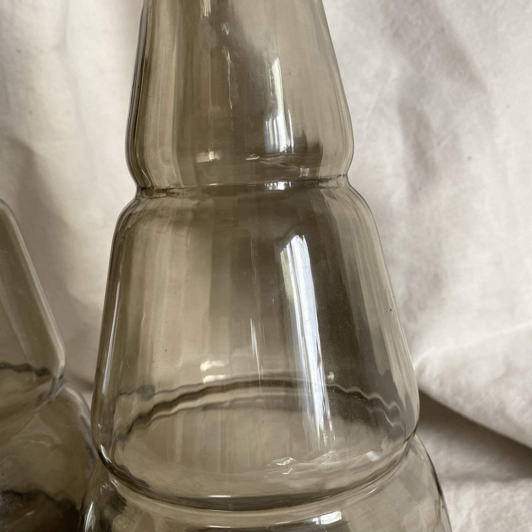 Pair of antique smoked glass vases carafes