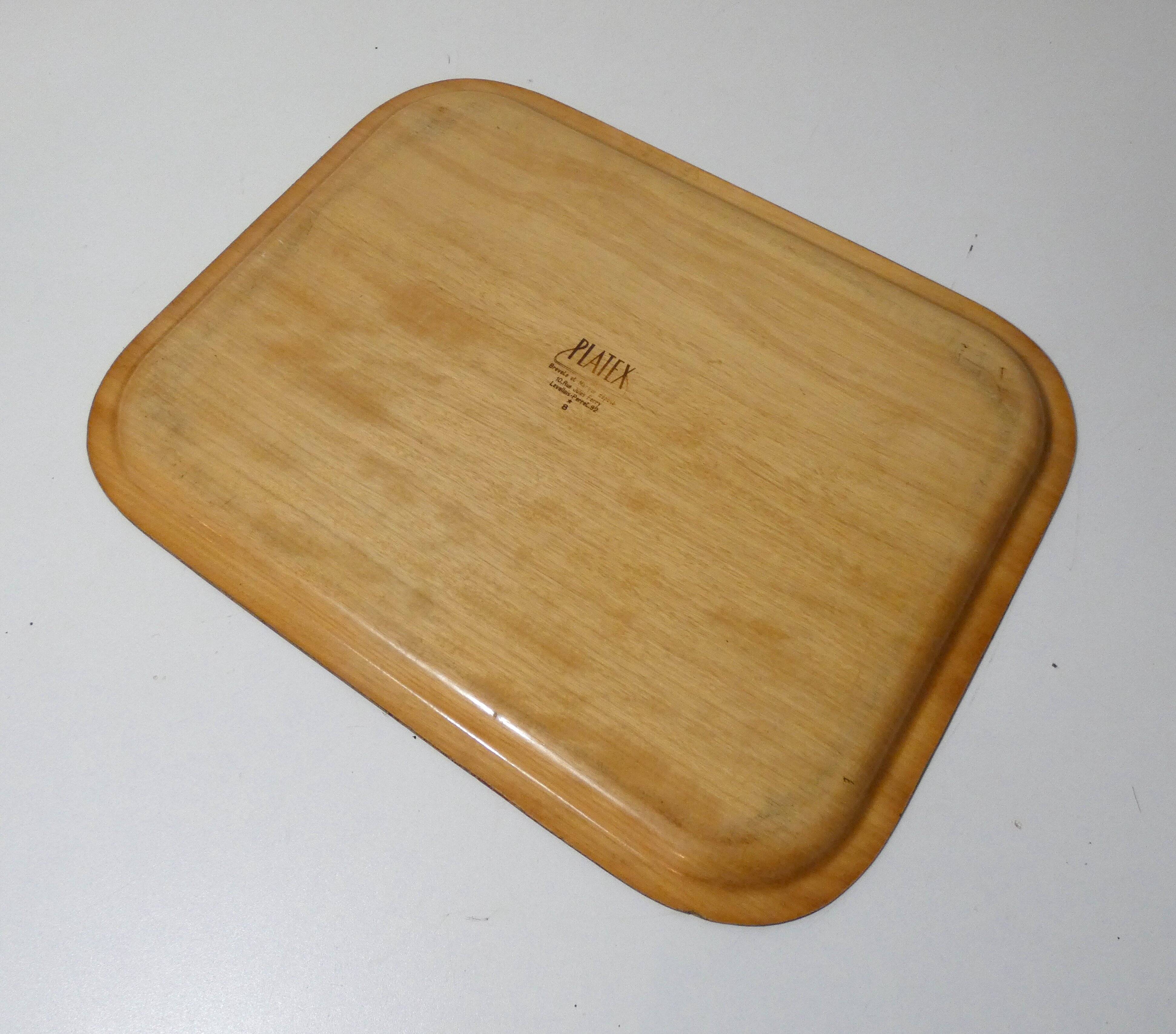 vintage wooden PLATEX plateau