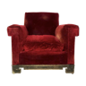 Fauteuil rouge avec piétement décoré