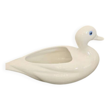 Duck cachepot Bassano vintage white ceramic - mid-century modern style
