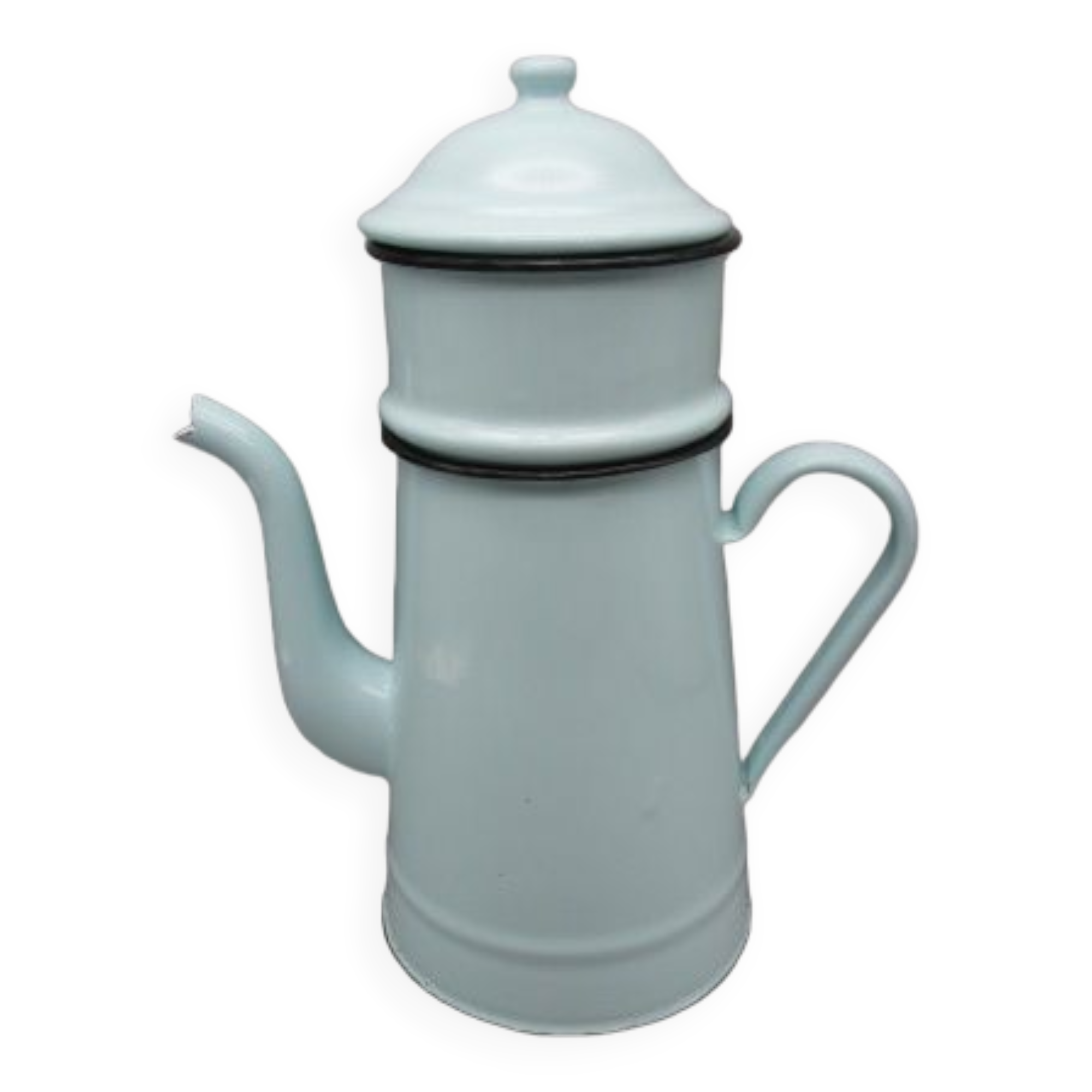 Old white enamelled coffee maker