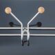 Vintage wall coat rack in brushed metal with wooden balls – Year design