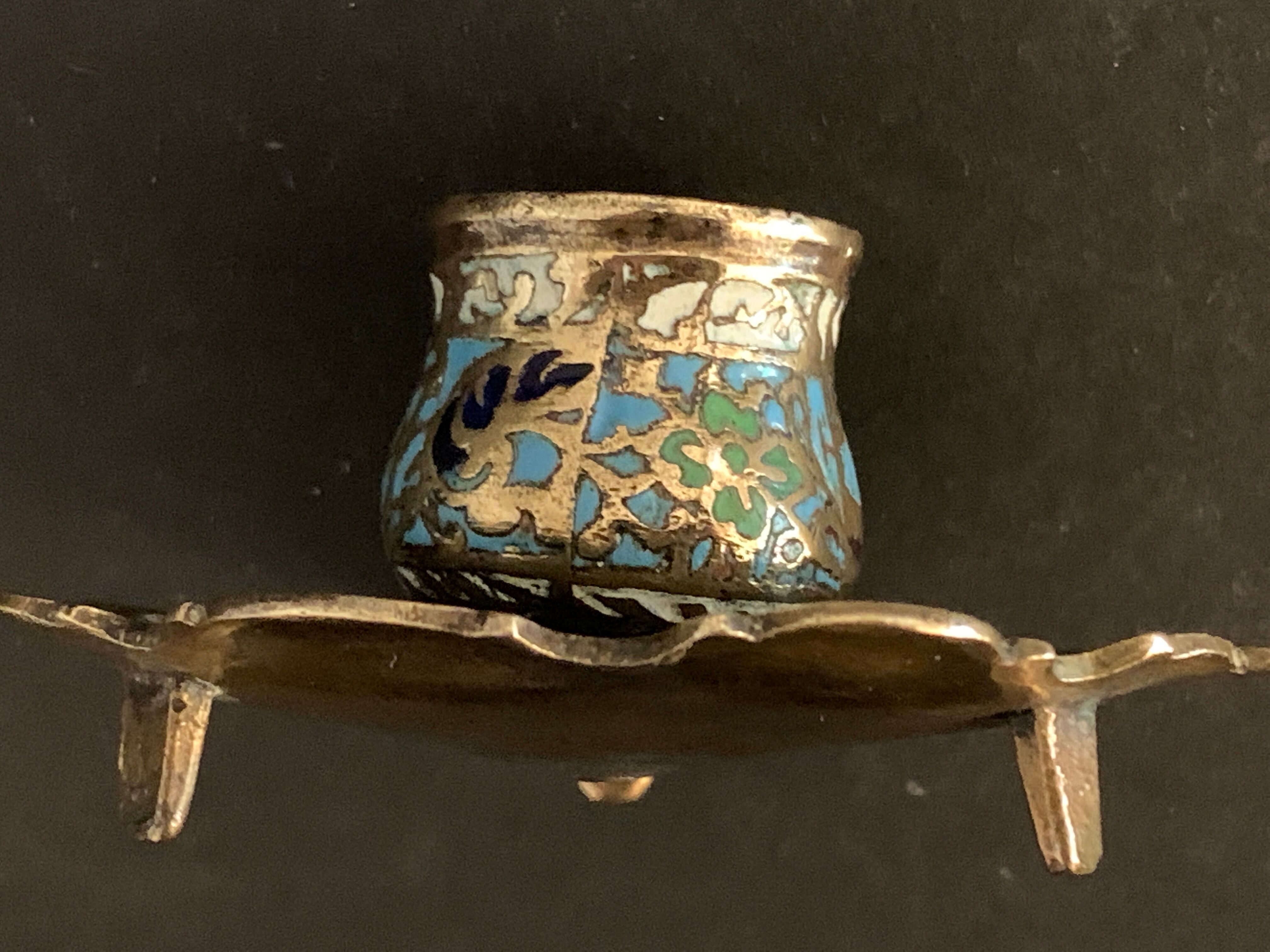 Bronze candlestick and napoleon III partitioned enamels