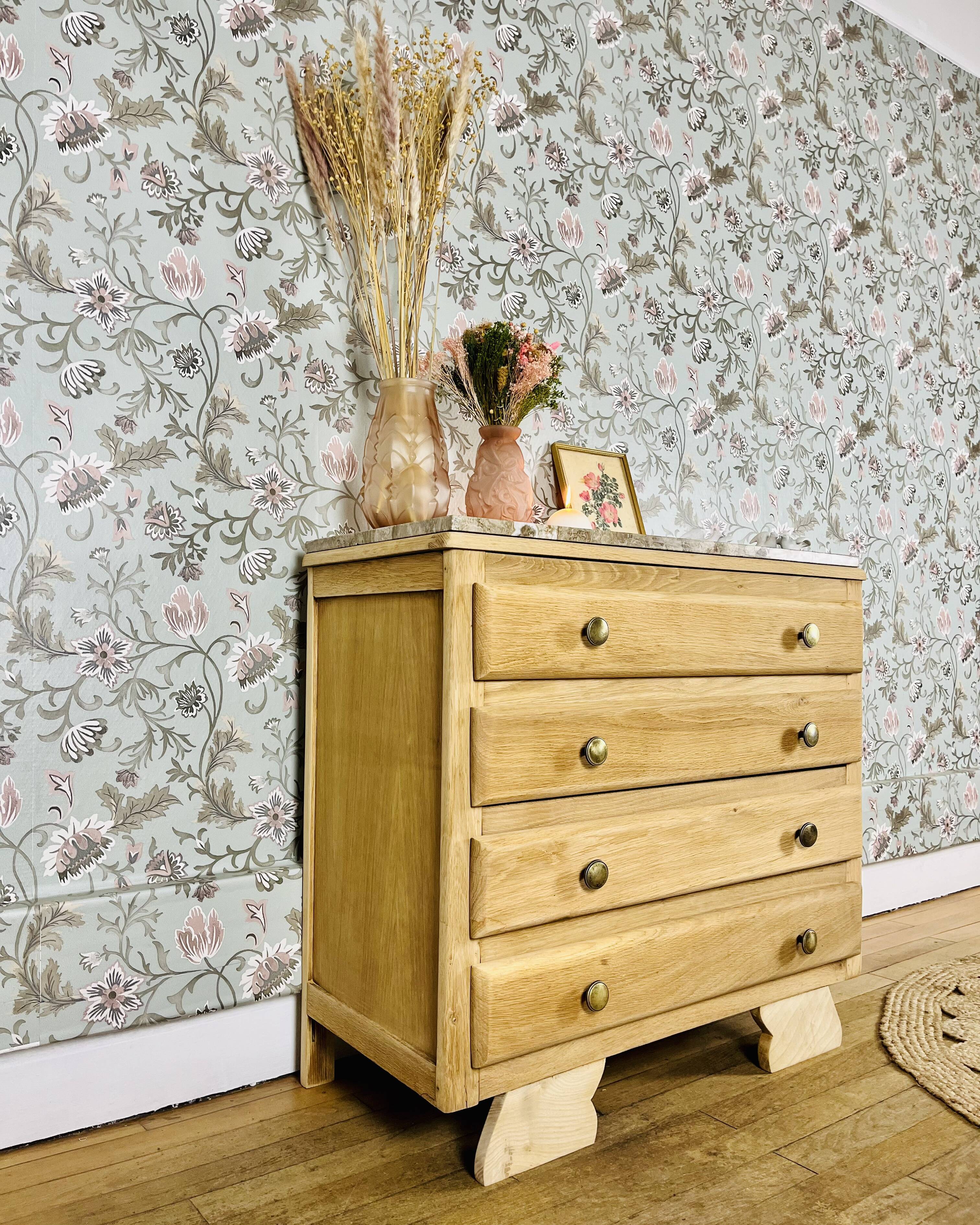 Art Deco chest of drawers with marble top