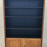 Large waxed pine bookcase with two doors