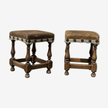 Leather stools, set of 2