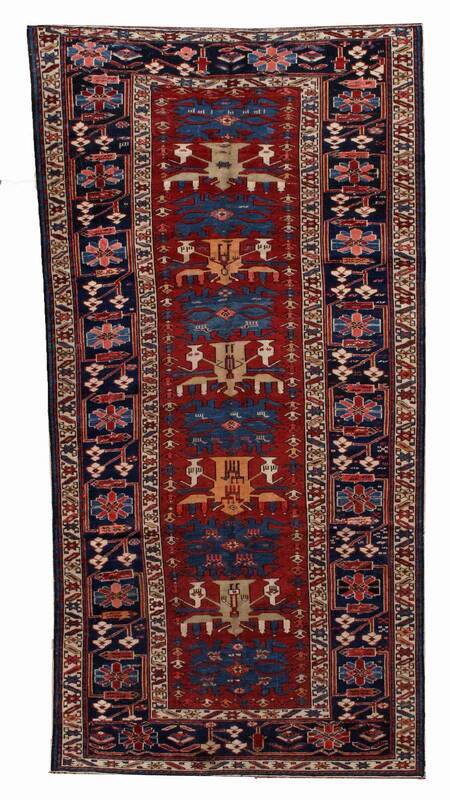 Handmade antique Caucasian Shirvan rug 134cm x 271cm 1880s - 1B491