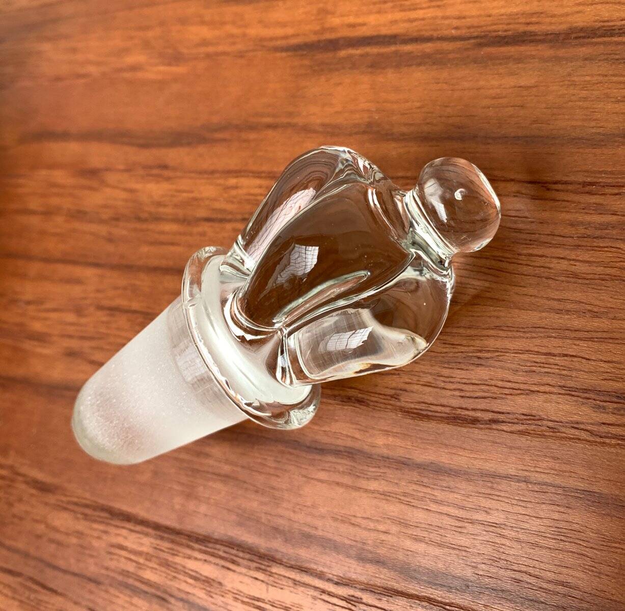 Danish Vintage Glass Kluk Kluk Bottle with Crown Glass Stopper from Holmegaard, 1970s