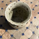 Puisaye stoneware vase with leaf decoration