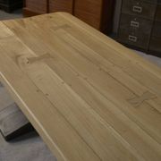 Antique monastery table in solid oak, dovetail joint, 20th century