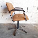 Fauteuil et chaise de bureau vintage Steelcase Strafor en métal chromé années 70