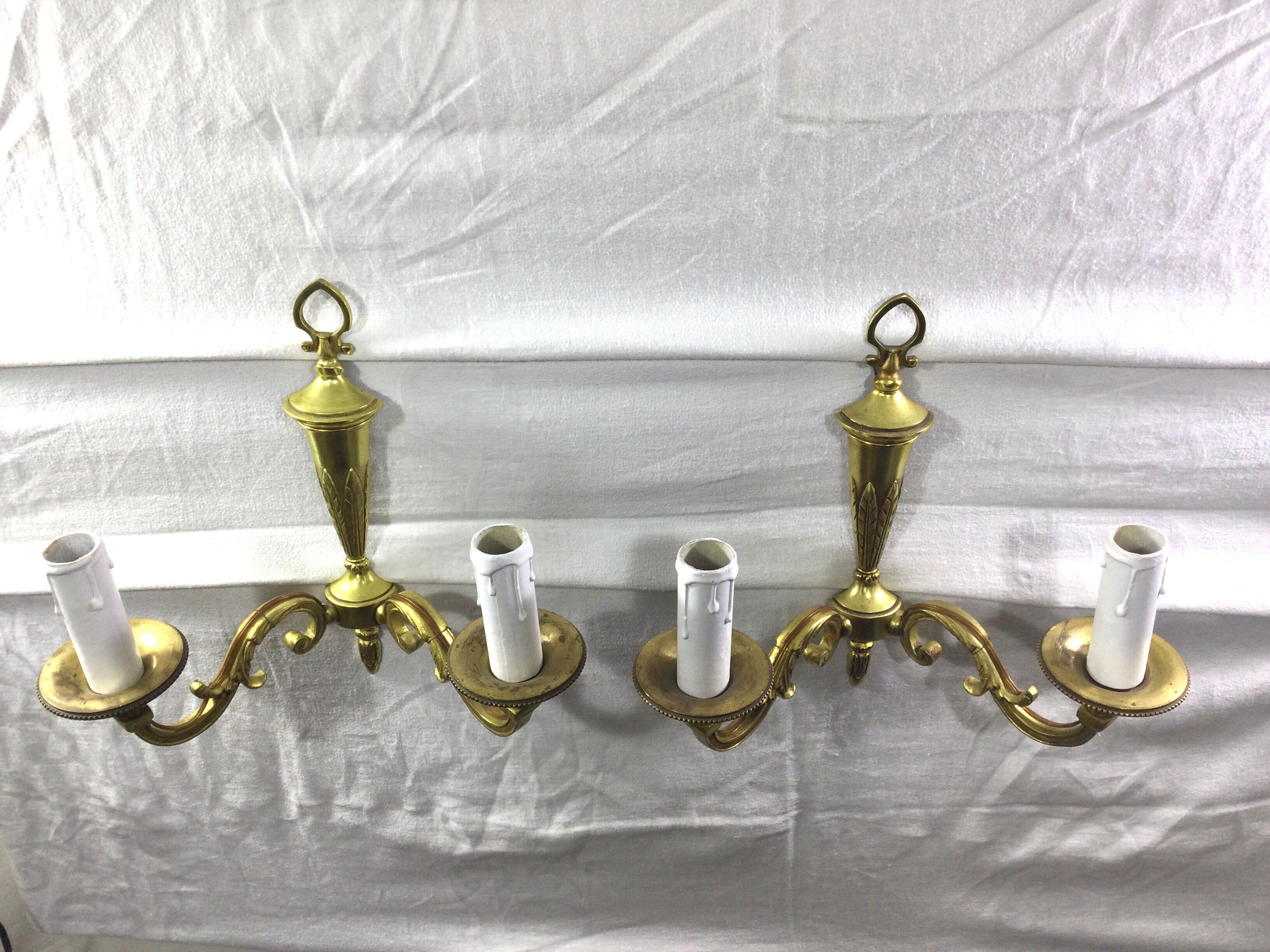 Pair of bronze wall lamps 2 lights