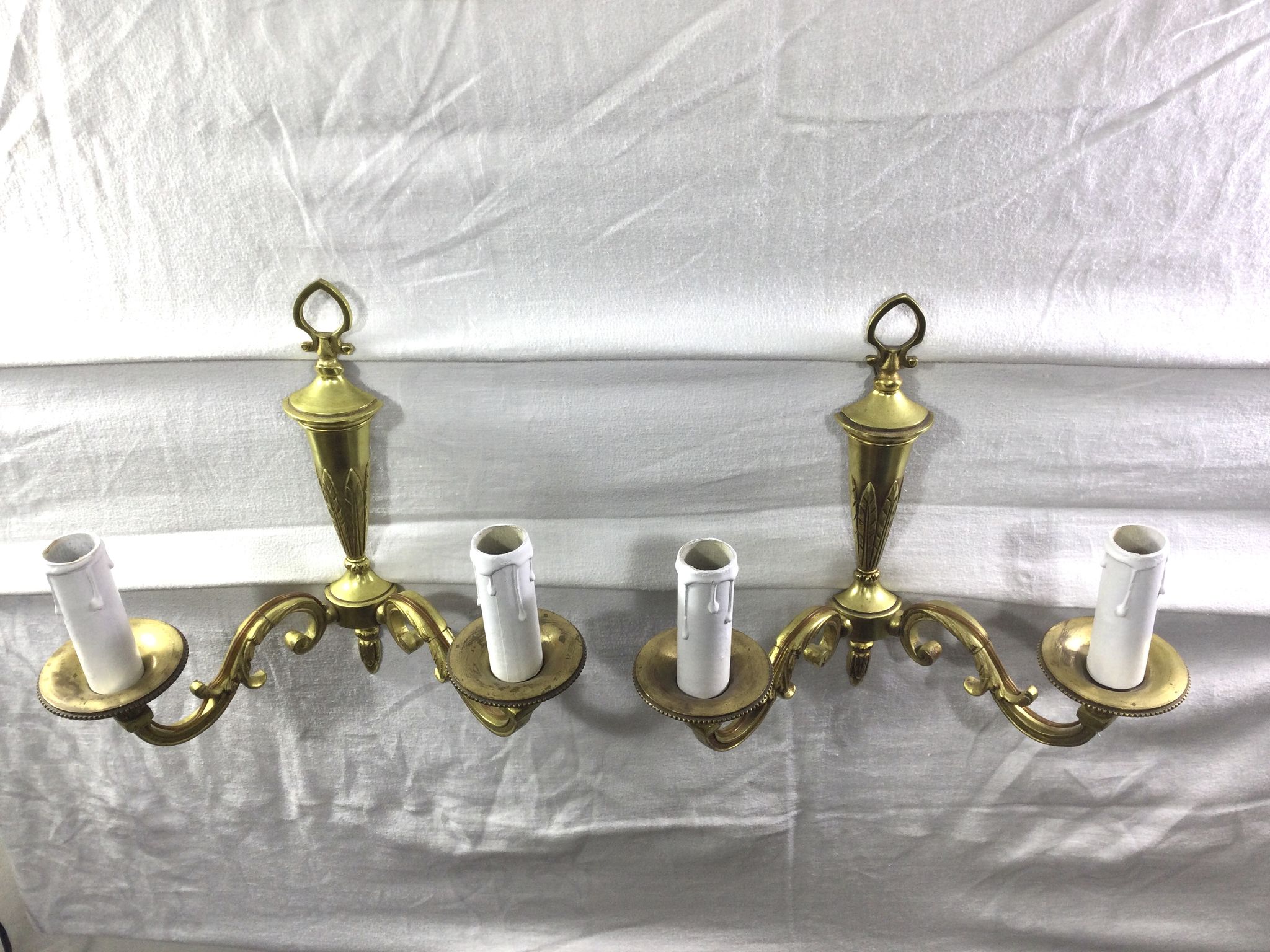Pair of bronze wall lamps 2 lights