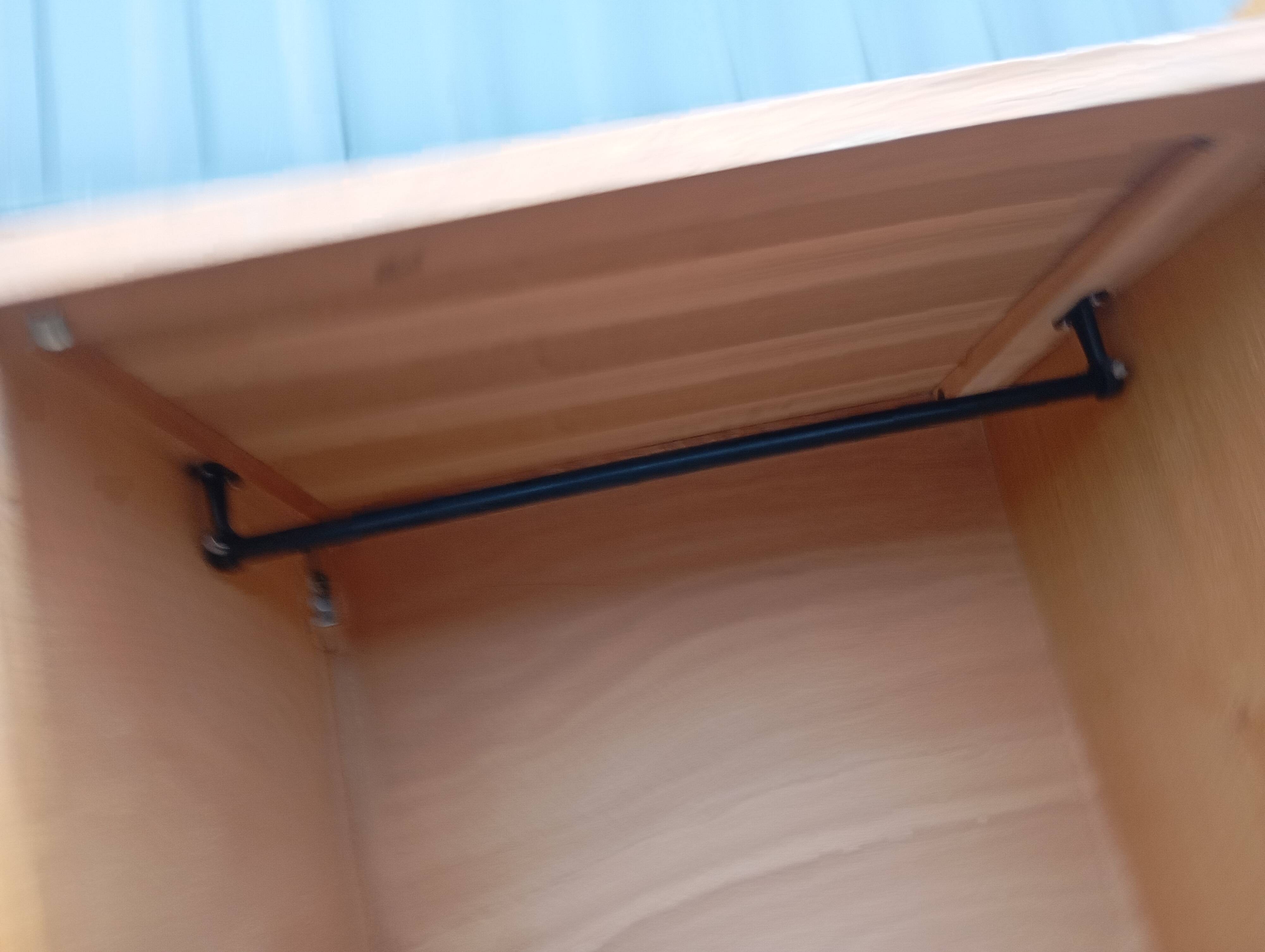 Vintage oak and rattan wardrobe