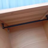 Vintage oak and rattan wardrobe